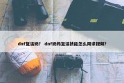 dnf复活奶？ dnf奶妈复活技能怎么用求视频？