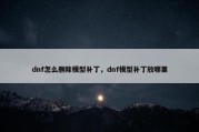 dnf怎么删除模型补丁，dnf模型补丁放哪里