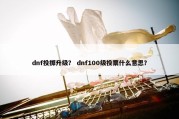 dnf投掷升级？ dnf100级投票什么意思？