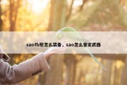 saofb枪怎么装备，sao怎么鉴定武器