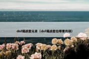 dnf魔战套元素（dnf魔战套在哪里升级）