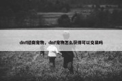 dnf经商宠物，dnf宠物怎么获得可以交易吗