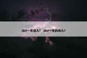 dnf一年收入？ dnf一年的收入？