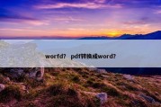 worfd？ pdf转换成word？