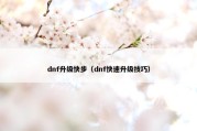 dnf升级快步（dnf快速升级技巧）
