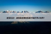 进玉无法？ 进玉后处理未完成!不能打开xl文件？