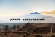 go皮肤投票？ 皮肤投票返场是什么时候？