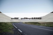 qsv转换？ qsv转换mp4免费转换器？