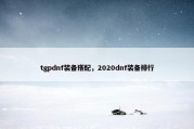 tgpdnf装备搭配，2020dnf装备排行