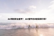 dnf哪些职业重甲？ dnf重甲史诗套装排行榜？