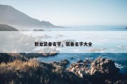 职业装备名字，装备名字大全