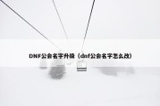 DNF公会名字升级（dnf公会名字怎么改）