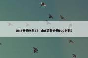 DNF升级材料6？ dnf装备升级100材料？