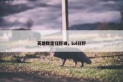 英雄联盟狂野谁，lol狂野