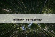绿装备没用？ 绿色装备怎么打孔？