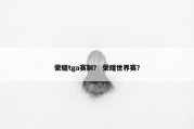 荣耀tga赛制？ 荣耀世界赛？