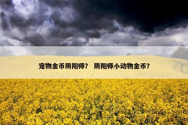 宠物金币阴阳师？ 阴阳师小动物金币？