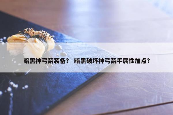 暗黑神弓箭装备？ 暗黑破坏神弓箭手属性加点？