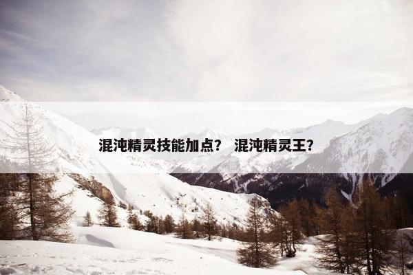 混沌精灵技能加点？ 混沌精灵王？