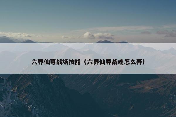 六界仙尊战场技能（六界仙尊战魂怎么弄）