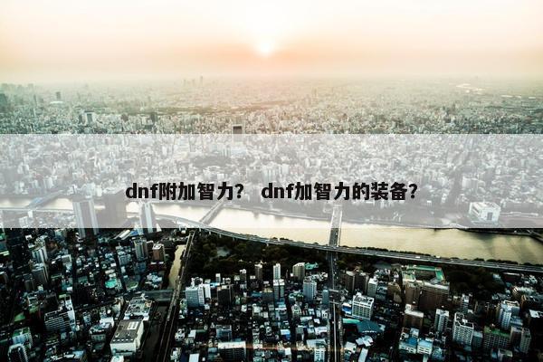 dnf附加智力？ dnf加智力的装备？