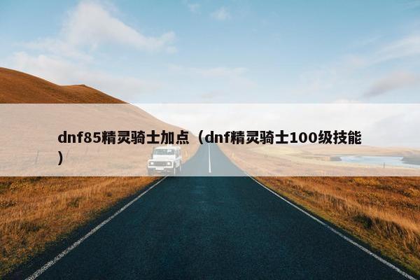 dnf85精灵骑士加点（dnf精灵骑士100级技能）