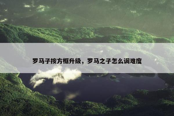 罗马子按方框升级，罗马之子怎么调难度