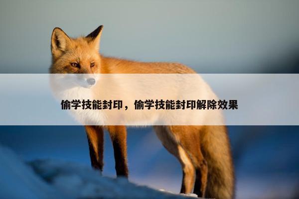 偷学技能封印，偷学技能封印解除效果