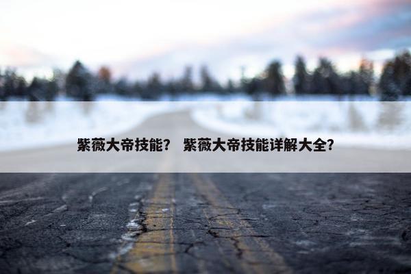 紫薇大帝技能？ 紫薇大帝技能详解大全？