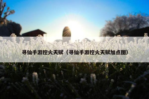 寻仙手游控火天赋（寻仙手游控火天赋加点图）