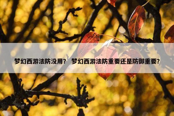 梦幻西游法防没用？ 梦幻西游法防重要还是防御重要？
