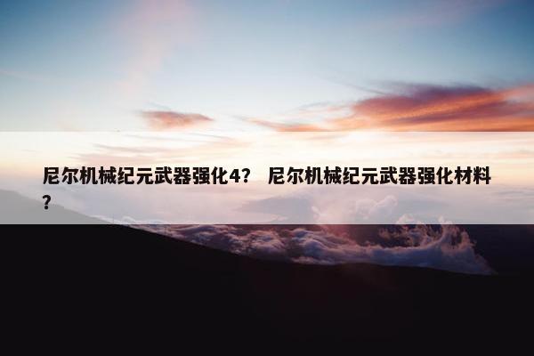 尼尔机械纪元武器强化4？ 尼尔机械纪元武器强化材料？