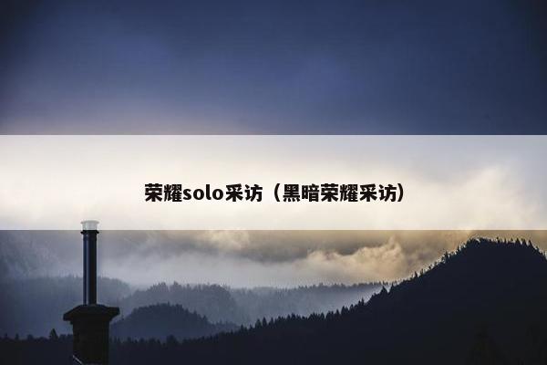 荣耀solo采访（黑暗荣耀采访）