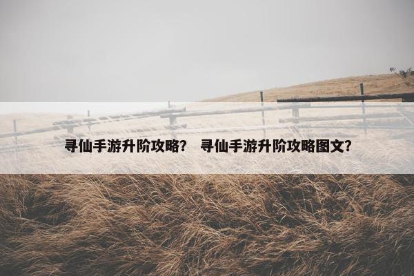 寻仙手游升阶攻略？ 寻仙手游升阶攻略图文？