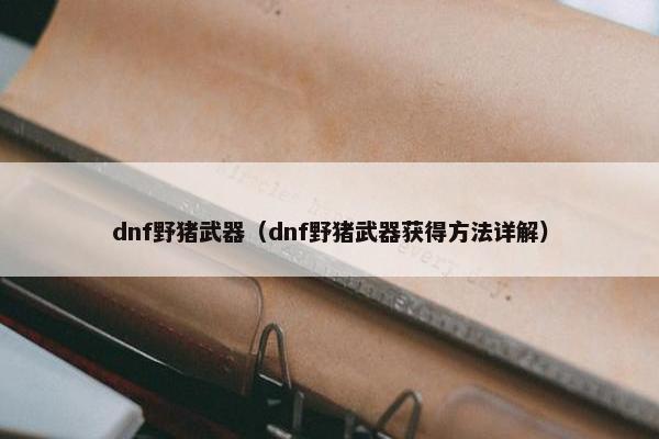 dnf野猪武器（dnf野猪武器获得方法详解）
