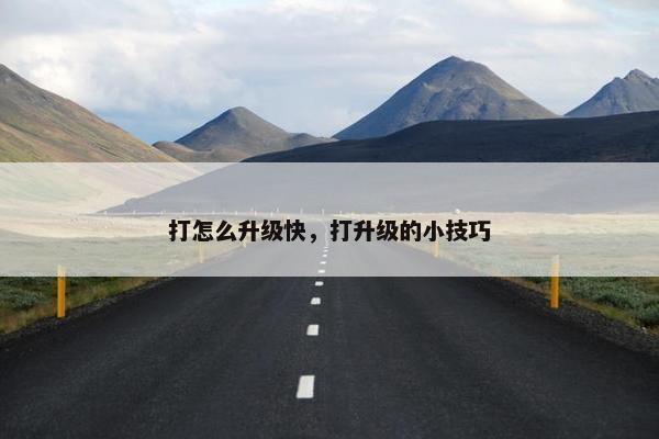 打怎么升级快，打升级的小技巧