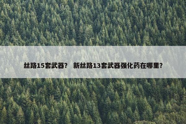 丝路15套武器？ 新丝路13套武器强化药在哪里？