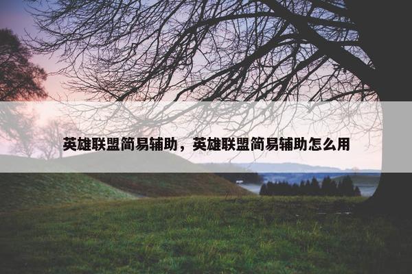 英雄联盟简易辅助，英雄联盟简易辅助怎么用