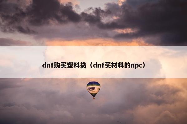 dnf购买塑料袋（dnf买材料的npc）