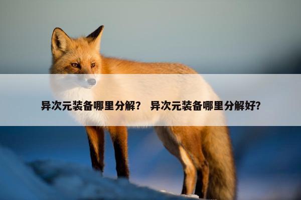 异次元装备哪里分解？ 异次元装备哪里分解好？
