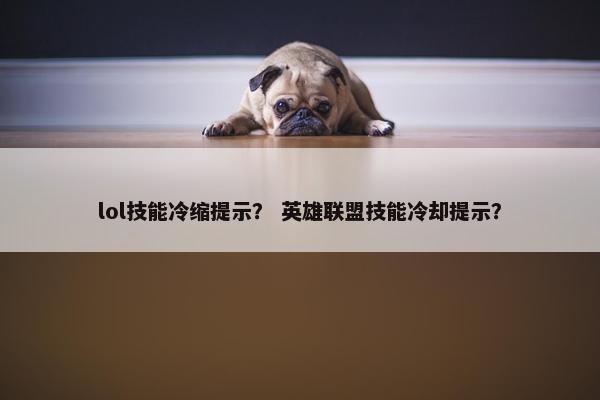 lol技能冷缩提示？ 英雄联盟技能冷却提示？