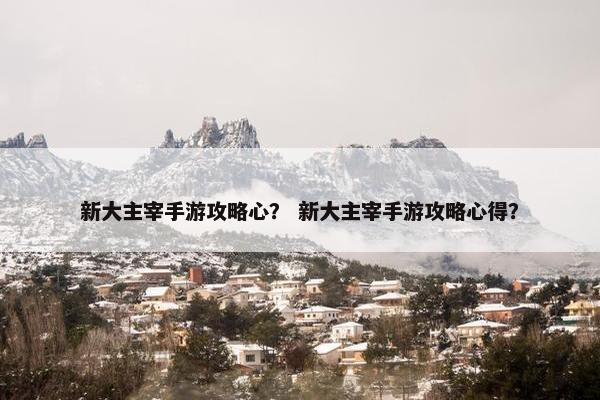 新大主宰手游攻略心？ 新大主宰手游攻略心得？