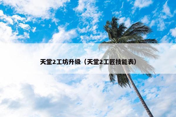 天堂2工坊升级（天堂2工匠技能表）