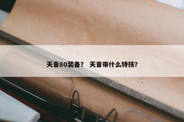 天音80装备？ 天音带什么特技？