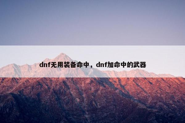 dnf无用装备命中，dnf加命中的武器