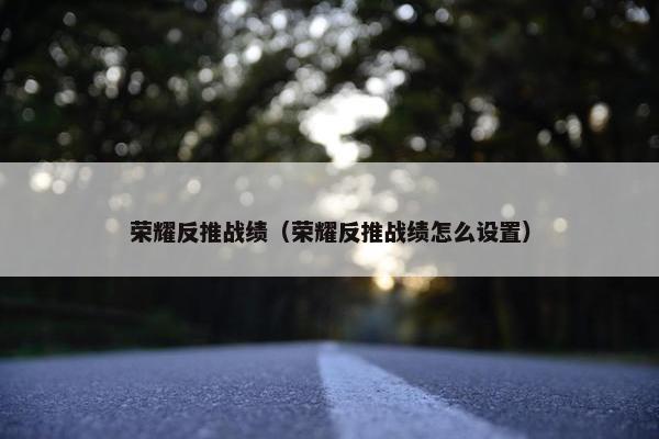 荣耀反推战绩（荣耀反推战绩怎么设置）