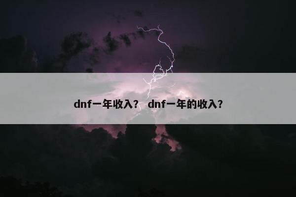 dnf一年收入？ dnf一年的收入？