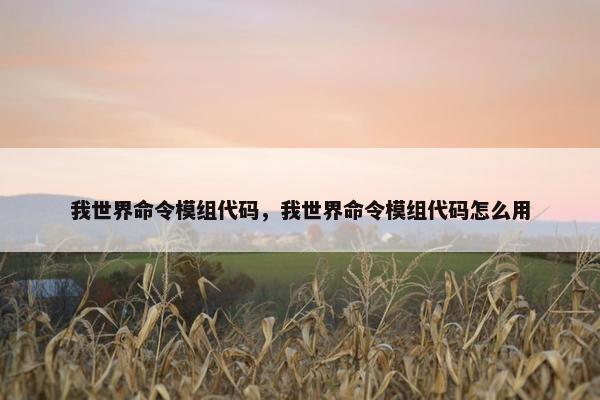 我世界命令模组代码，我世界命令模组代码怎么用
