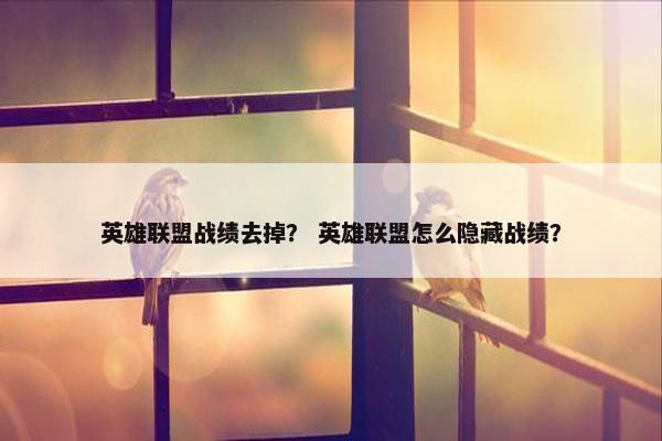 英雄联盟战绩去掉？ 英雄联盟怎么隐藏战绩？