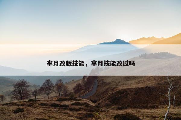 芈月改版技能，芈月技能改过吗